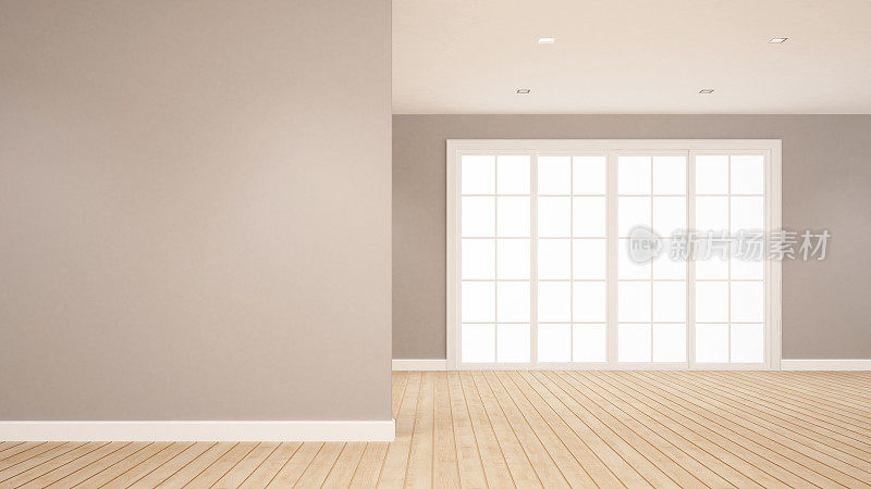 公寓或家庭出租的艺术品空房间-室内设计- 3D渲染